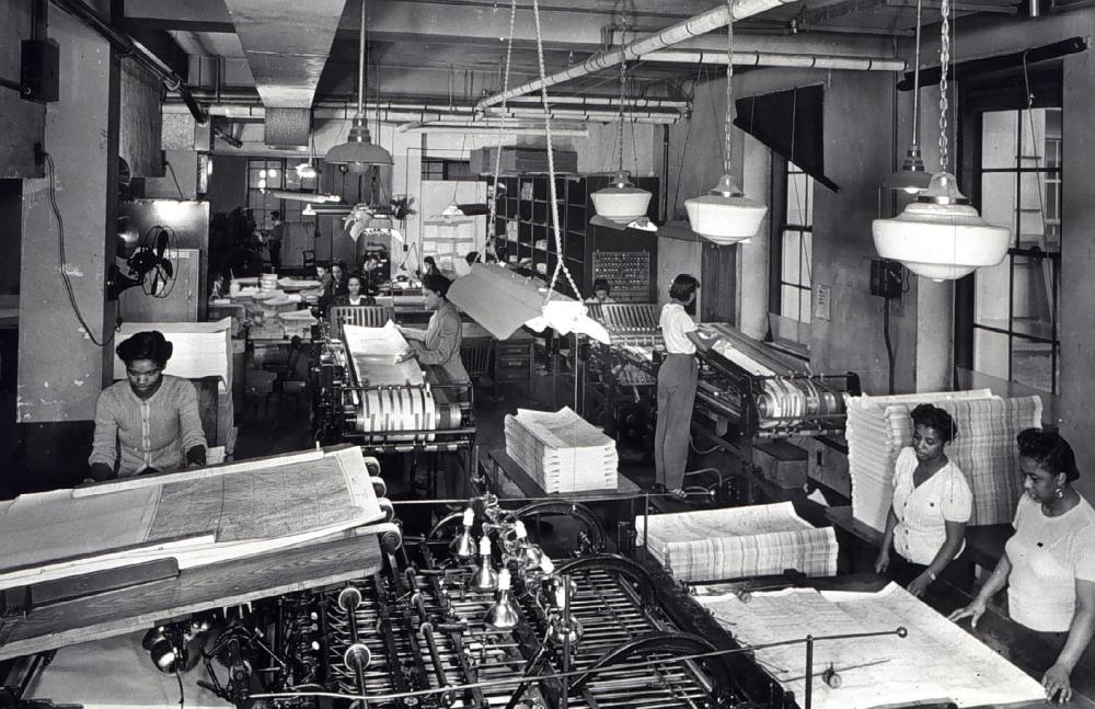 During World War II, Coast Survey's map folding room was a busy place.