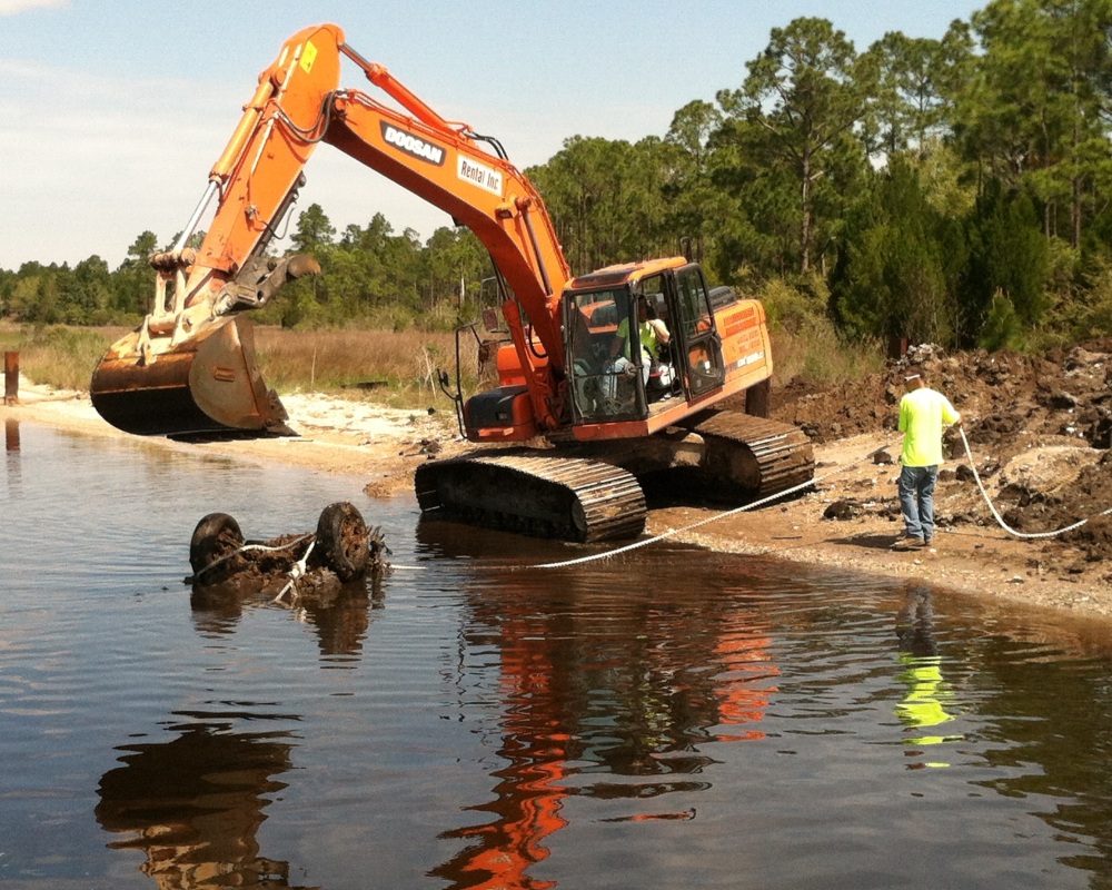 The Bay County Sheriff's office called in heavy equipment operators to remove the car found by NRT1.
