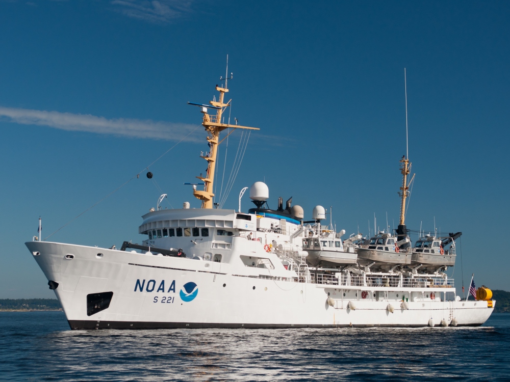 NOAA Ship Rainer with her launches aboard
