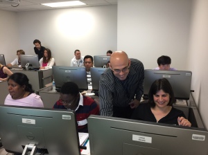 Students at computers.